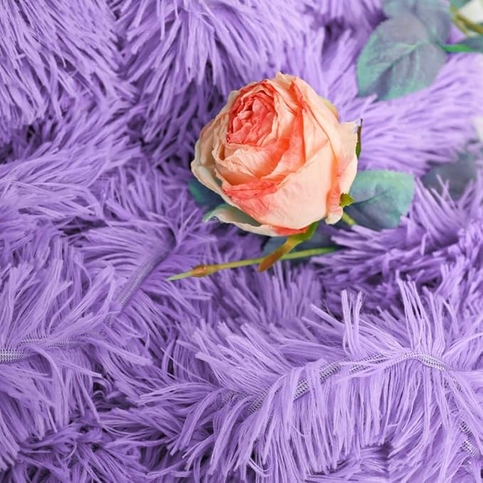 Plush Super Soft Blanket Bedding Sofa Cover Furry Fuzzy Fur Warm Throw Qulit Cozy Couch Blanket for Winter (51"x63", Purple)