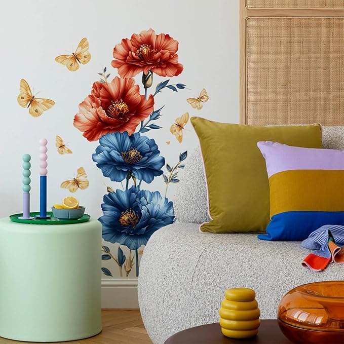 TUOKING Flowers Wall Stickers Decor,Removable Wall Murals Peel and Stick Modern Wall Art Decal Home Decor for Kitchen,Bedroom,Living Room(h27)