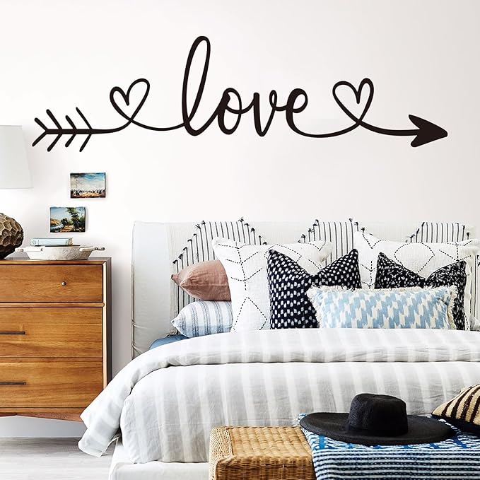 AnFigure Couples Quotes Wall Decals: Inspirational Vinyl Art Love Wall Stickers for Home Bedroom Bathroom Living Room - Love Arrow 35"X9.8"