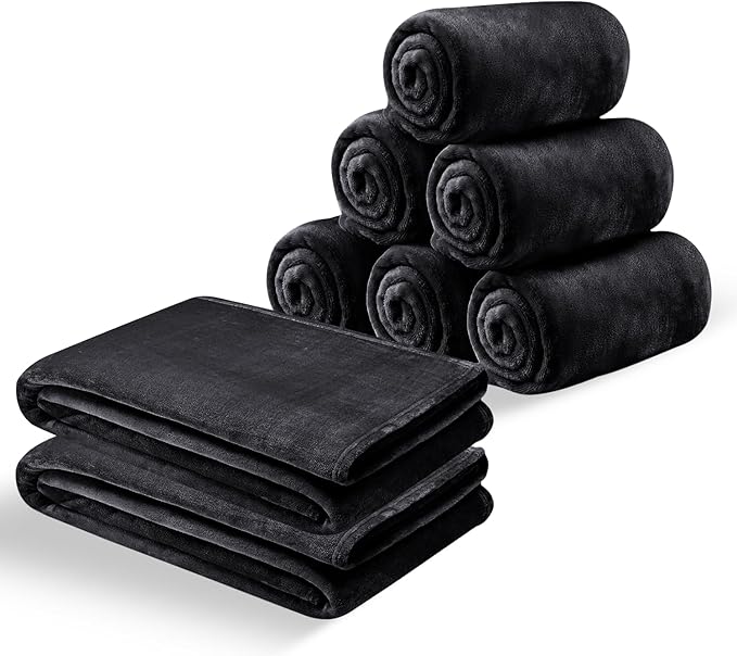 IR Imperial Rooms Fleece Blanket King Size, Pack of 8 – Soft 400 GSM Plush Microfiber King Size Blanket, Warm Lightweight King Blanket for The Bed, Bulk Value Pack 108x90 Inches, Black