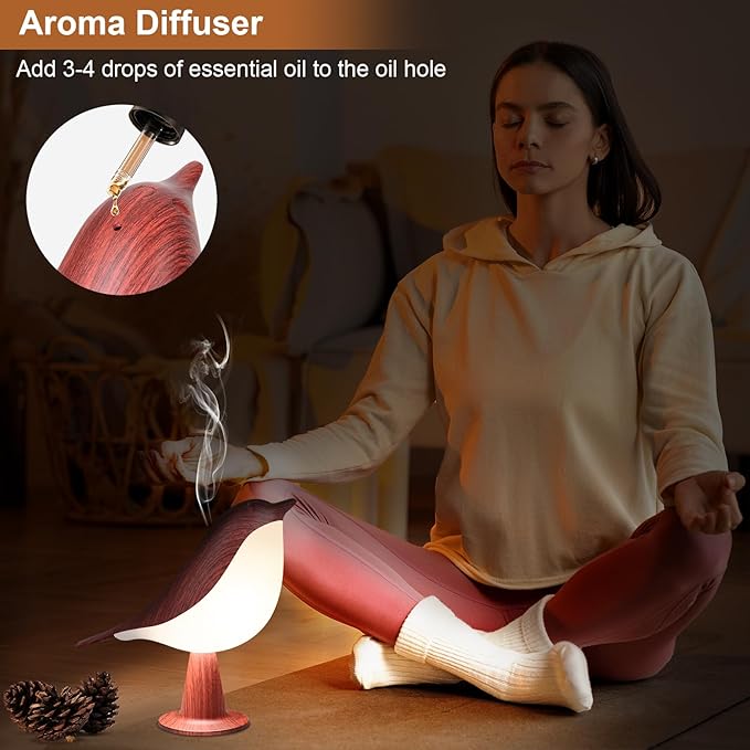 VoMii Bird Desk Lamp, Small Table Lamp Cordless Touch Dimmable Night Light with 3 Color Temperature, Rechargeable Battery, Cute Lamps for Bedroom Bedside Nightstand, Room Decor, Bird Gifts