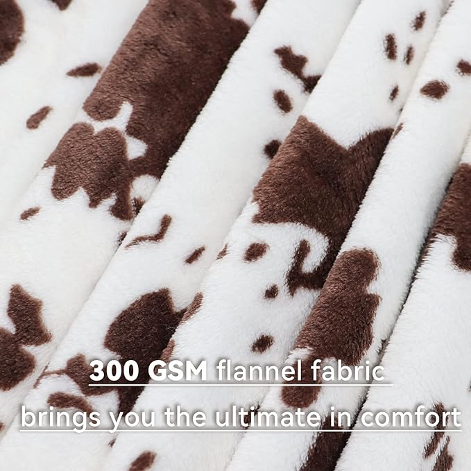 Cow Print Blanket for Kids - Ultra Soft Fuzzy Fleece Throw for Boys Girls, Cute Nursery Decor, Birthday Gifts (Black & White) 40"x50"
