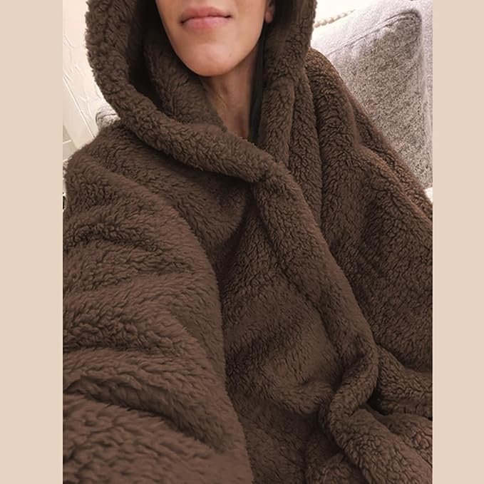 Wearable Blanket Sherpa Poncho Office Work Warm Cozy Shawl Blanket,Plush Cape Wrap for Adults