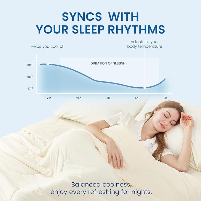Cozy Bliss Cooling Comforter Cali King Size, Reversible Lightweight Cooling Blankets for Hot Sleepers and Night Sweats, Q-Max>0.45 Soft Breathable Silky Smooth Summer Comforter, Snow Ivory, 106"x96"