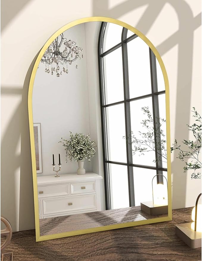 Arched Wall Mirror 20"x16" Arch Mirror Aluminum Alloy Frame Bathroom Mirror for Vanity Living Room, Bedroom, Entryway Large