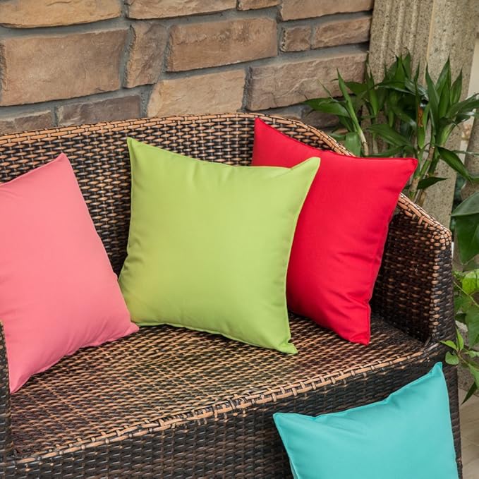 MIULEE Pack of 2 Decorative Outdoor Waterproof Pillow Covers Square Garden Cushion Sham Christmas Throw Pillowcase Shell for Spring Patio Tent Couch 24x24 Inch Red