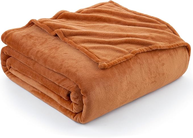 Hansleep Fleece Pumpkin Orange King Blanket, Super Soft Flannel Fuzzy Plush Cozy Blanket for All Seasons, Pumpkin Orange, King 90x108 Inches