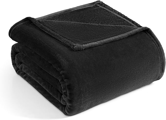 Casa Platino Fleece Blanket Twin Size – 300 GSM Black Fleece Throw for Bed or Couch – Soft Cozy Warm Holiday Winter Blanket for Bed, Fuzzy Plush Elegant Gifts for Kids, Men & Women - 68x90 Inch