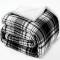 Touchat Sherpa Plaid Throw Blanket,Fleece Flannel Plush Twin Size Microfiber Blanket for Couch Bed Sofa,Fuzzy Fluffy Cozy Soft Blanket(60" X 70", Plaid Black)