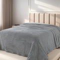 Cuddly King Size Fleece Blanket - Warm and Soft With Striped Pattern for King Calking Bed, 90x108 Inches, Ash Grey