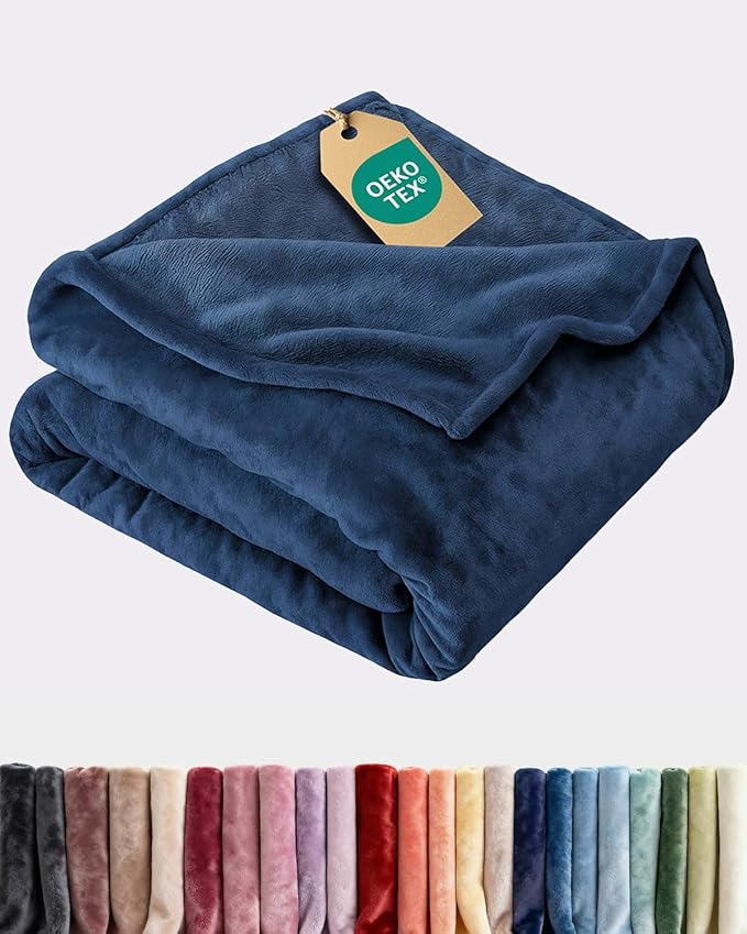 Ultra Soft Fleece Blanket Throw Size - Flannel Fleece Luxury Throw Blanket - Lightweight for Couch Bed Chair - Thick, Warm & Breathable - All Season Cozy Anti-Static Microplush Bedding, Royal Blue