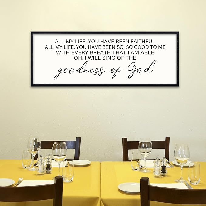 comurdyo Goodness of God Wall Decor 40"X15" Bible Verse Sign Jesus Christ Prayer Christian Catholic Scripture for Home Office Church Wall Hanging Art (Black)