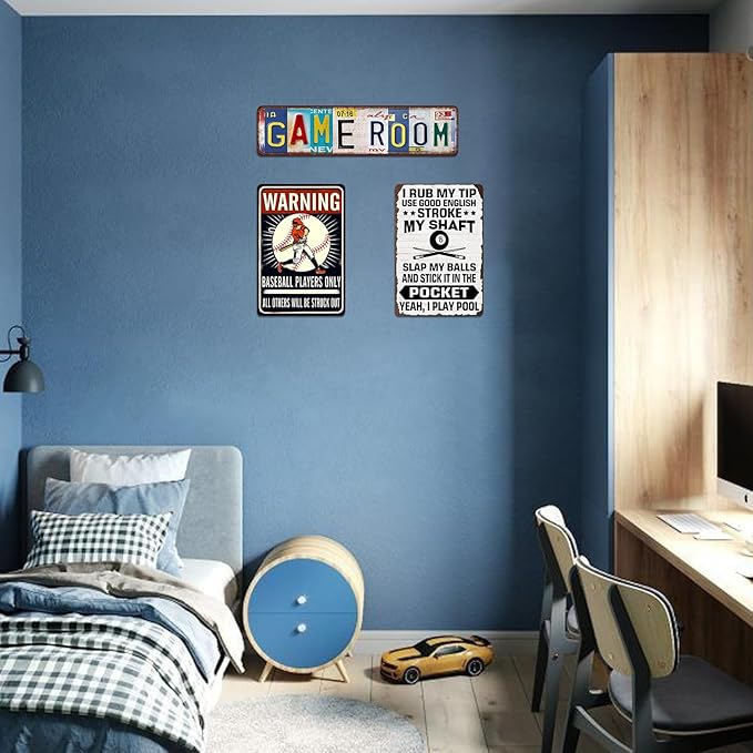 Baseball Decor For Boys Room Players Only Sign Gifts For Boys 8-12 Baseball Accessories For Kids Cool Baseball Stuff Decorations For Home Sports Decor For Boy Bedroom Baseball Metal Tin Signs 8x12 In