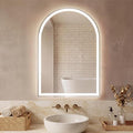 Sweetcrispy 28“×36” LED Bathroom Backlit Mirror with Lights, Arched Vanity Mirror with Anti-Fog, Dimmable, 3-Color Light, Memory Function, Tempered Glass