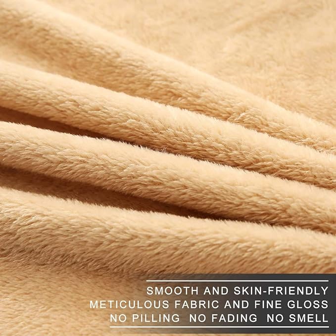 Polar Fleece Blankets Twin Size for The Bed Extra Soft Brush Fabric Super Warm Sofa Blanket 66" x 90"(Camel Twin)