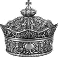 Creative Vintage Metal Alloy Crown Design Jewelry Box Ring Trinket Case Christmas Birthday Gift, Large