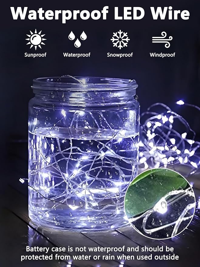 6 Pack Fairy Lights Battery Operated with Remote Control Timer, 26 FT 80 LED String Lights Outdoor Indoor, 8 Modes Twinkle Lights for Christmas Party Wedding Birthday Bedroom Décor (Cool White)