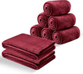 MOONLIGHT20015 Fleece Blanket Queen Size 8 Pack - Soft Fluffy Burgundy Throw Blanket for Couch & Sofa, Lightweight Luxury 400 GSM Microfiber Fuzzy Bed Blankets and Throws (90 x 90 Inches, Queen)