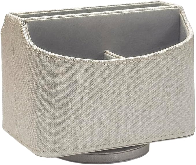 UnionBasic Rotating Desk Organizer, 360 Desk Spinning Caddy, Desktop TV Guide/Mail/Media/Remote Controller Holder Organizer, Beige