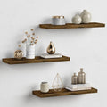 Forbena Rustic Wood Floating Shelves for Wall Set of 3, 24 Inches Long Wooden Hanging Shelves for Bedroom Books, Large Wall Mounted Shelves for Kitchen, Living Room, Closet Storage(Dark Brown)