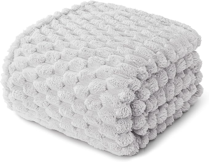 Whale Flotilla King Size Blanket for Bed with Jacquard Pattern, Fuzzy Soft Cozy Exquisite Blankets for All Season, Warm and Fluffy, 90x104 Inch, Light Grey