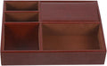 Beaupretty Brown Faux Leather Jewelry Storage Box with Multiple Compartments, Nightstand Organizer for Rings, Watches, Wallets, and Phones, Retro Style Jewelry Holder for Bedroom and Dresser