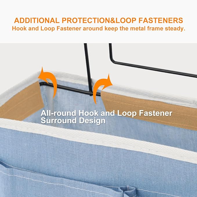 Surblue Bedside Caddy Bedside Storage Bag Hanging Organizer for Bunk, Hospital Beds, Dorm Rooms Bed Rails Camp 4 Pockets and 2 Hooks (Skyblue)