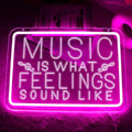 Music is What Feelings Sound Like Neon Signs for Man Cave Decor，Led Neon Light for Live Room, Game Room, Broadcasting Room, Studio, Bedroom Wall Art，Music Lover Gifts