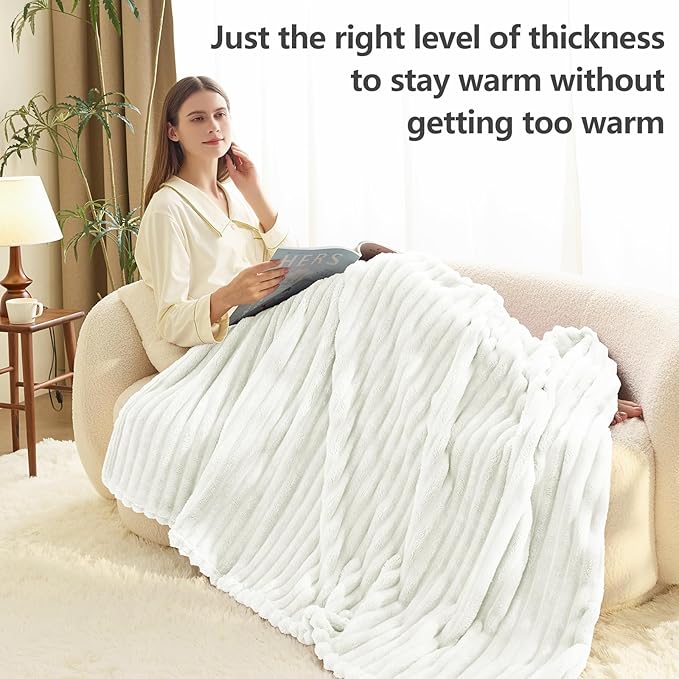 Soft Off White Twin Blanket for Bed - 300GSM Cozy Fleece Blanket for women, Small Lightweight Bed Blankets Graduation Birthday Gifts for Her Him, Home School Dorm Decor, Off White, 60x80 Inches
