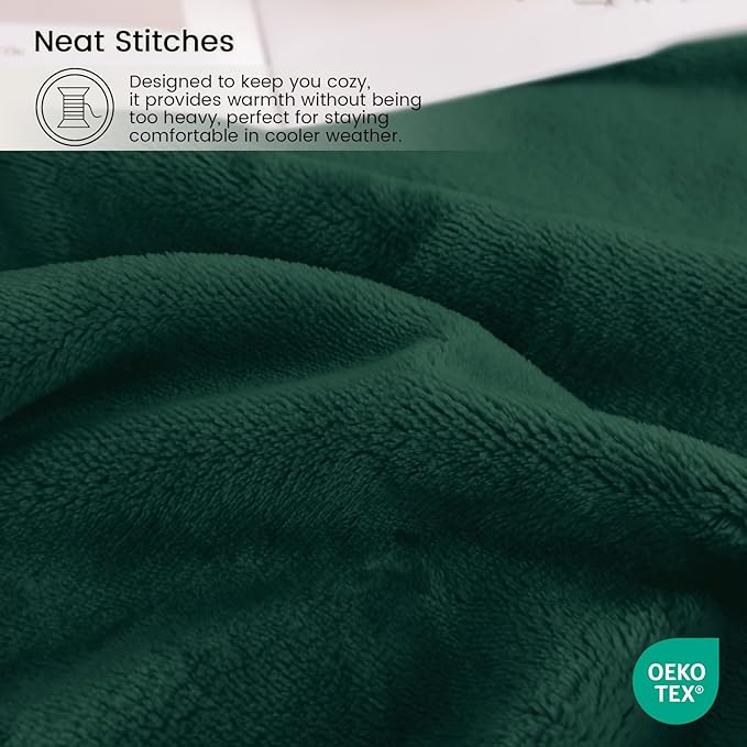 Twin Blanket for Bed, Flannel Fleece Blankets Warm Plush Cozy Blankets for Women, Fuzzy Soft Blanket for Sofa, Couch, Travel, Camping, 60" X 80", Forest Green