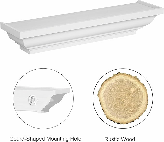 Alsonerbay Floating Shelves - White Rustic Wall Shelves, 3 Pack (17 Inch) for Bedroom, Living Room, Bathroom