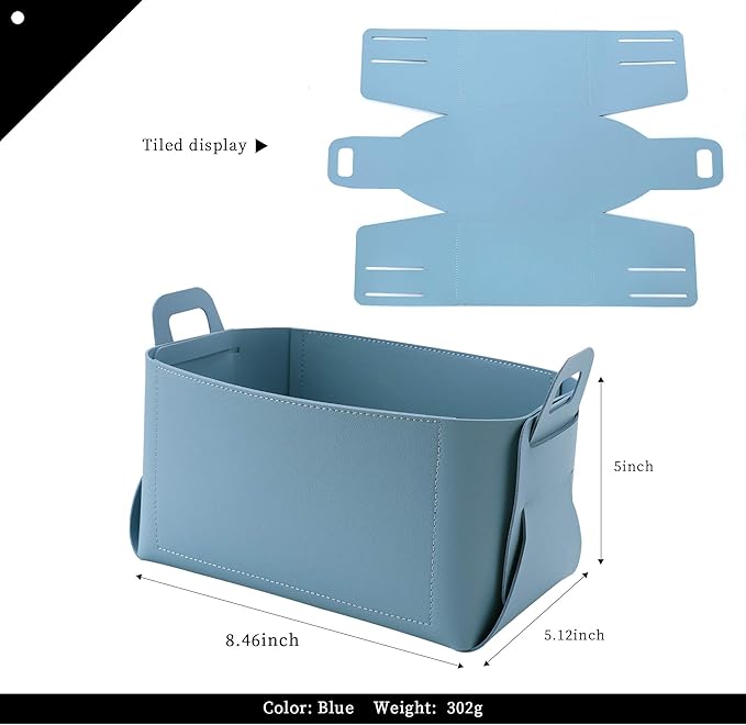Leather Valet Tray, Jewelry Tray, Catchall Tray, Desktop Storage Organizer，Bedside Caddy for Men Key Wallet Watch Coin Phone Change,Candy Holder Sundries Tray,Convenient for Travel (06 Blue 1)