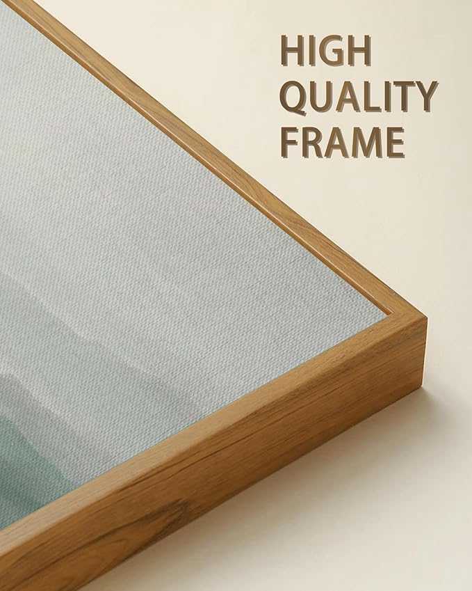 SHENIFY Vintage Landscape Framed Wall Art Foggy Mountain Farmhouse Decor Retro Wilderness Illustrations Decorative for Kitchen Bedroom Living Room Bathroom - 8x16in Natural Framed