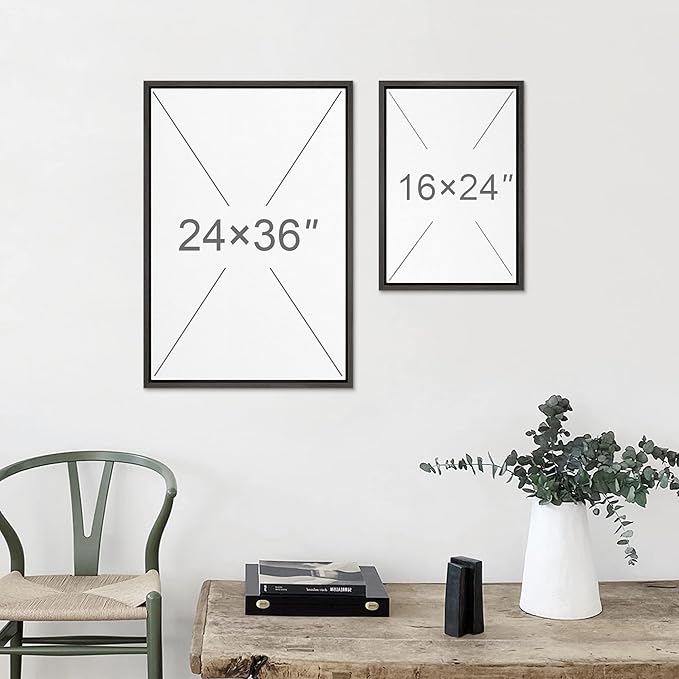 MUDECOR Framed Canvas Print Wall Art Watercolor Wildflower Art Print, Floral Botanical Prints, Minimalist Art, Modern Farmhouse for Bedroom - 16"x24"x3 Black