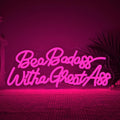 Lucunstar Be a Badass with a Goodass Neon Sign Pink Powered Led Light USB Connectivity Led Neon Light with Dimming Switch for Home Wall Decor Girls Room Decor Party Room Decor