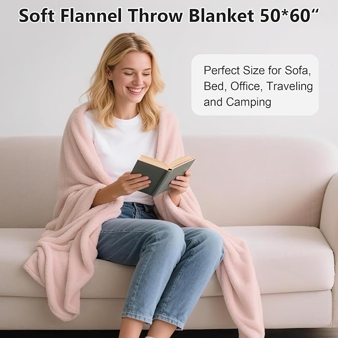 Lukeight Fleece Throw Blanket, Luxury Cozy Fuzzy Lightweight Soft Blankets for Sofa Couch Bed Car Travel and Camping (Pink, 50x60 Inches)