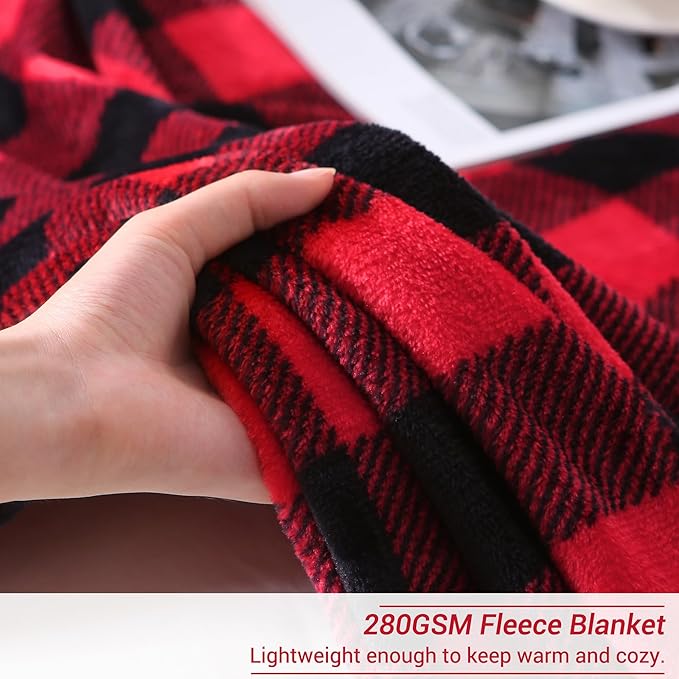 Viviland Checkered Blanket King Size - Soft Fuzzy Cozy Buffalo Plaid Microfiber Blanket for Bed, 90x108 Inches