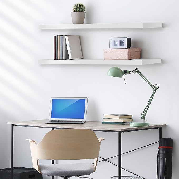 Sorbus Floating Shelves for Wall - 35 Inch Long Bathroom Shelves, Wall Decor for Bedroom, Kitchen, Living Room & Book Storage - Mounted Floating Shelf with Invisible Brackets (White, 2 Pack) | Long Wall Shelves, for Bedroom, Kitchen, Living Room, Bathr...