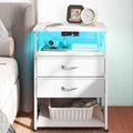 AODK Night Stand with Charging Station, End Table for Bedroom Tall Nightstand with Drawers, Small Nightstand for Bedroom, 4 Tier Storage Bedside Table, White