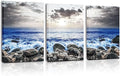 SERIMINO Beach Wall Art, Coastal Wall Art, Ocean Wall Decor, Modern Landscape Paintings Art Prints 3 Pieces Set, Seaside Canvas Pictures for Living Room Bedroom Bathroom Home Office Decoration 20"X28"