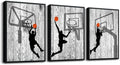 Black Framed Wall Art For Living Room Boy's Bedroom Wall Decor Artwork Office Wall Hanging Decor Black And White Prints Framed Pictures Play Basketball Sport Painting Modern Home Decoration 3 Piece
