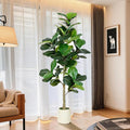 6FT Fiddle Leaf Fig Artificial Tree with White Planter Pot,Faux Floor Plant, Indoor and Outdoor Fake Plants for Home Office Decor