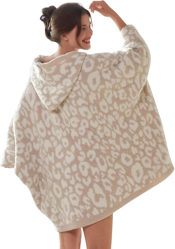 WDCOZY Wearable Blanket Hoodie Poncho Throw Comfy Soft Warm Cape Shawl Cozy Cloak Wrap Hooded with Sleeves For Women Adults