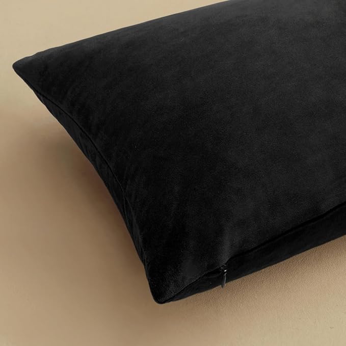MIULEE Velvet Throw Pillow Covers 22x22 Inch, Pack of 2 - Black, Super Soft Decorative Square Cushion Cases Modern Luxury Home Decor for Sofa, Couch, Bed, Bedroom Livingroom