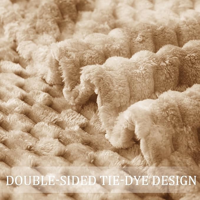 Exclusivo Mezcla Fleece Twin Blanket for Bed, Extra Large Fuzzy Tie-dye Camel Bed Blankets, Soft Cozy Plush Sofa Throws for All Seasons, 60x80 Inches