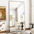 VooBang Large Full Length Mirror 78" x 35" - Shatterproof Floor Full Body Mirror with Aluminum Alloy Frame, Freestanding, Hanging, or Wall-Leaning, for Bedroom, Living Room, Dressing Room, Black