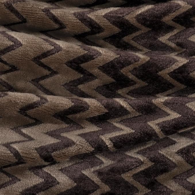 Catalonia Silky Soft Sherpa Throw Blanket, Flannel Chevron Micro Plush Fleece Throws for Couch Sofa TV Bed, Reversible, Comfy, Fuzzy, 50"x60" Brown