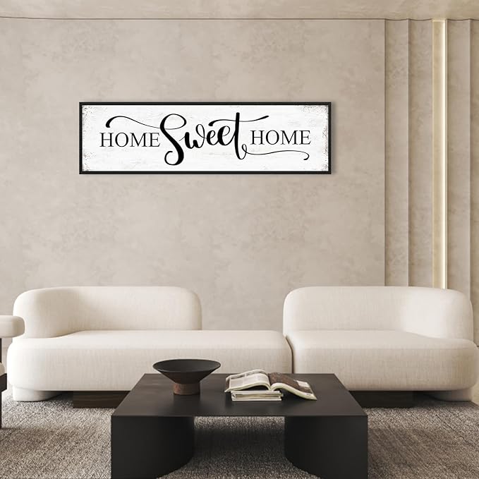 Home Sweet Home Wall Decor Above Bed 16"x48" Framed Large Bedroom Signs Decor for Master Family Room Living Room Dining Room,Modern Farmhouse Ructic Home Sign Behind Couch Wall Decor