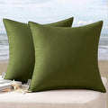 MIULEE Pack of 2 Decorative Outdoor Waterproof Pillow Covers Square Garden Cushion Sham Throw Pillowcase Shell for Spring Patio Tent Couch 16x16 Inch Olive Green