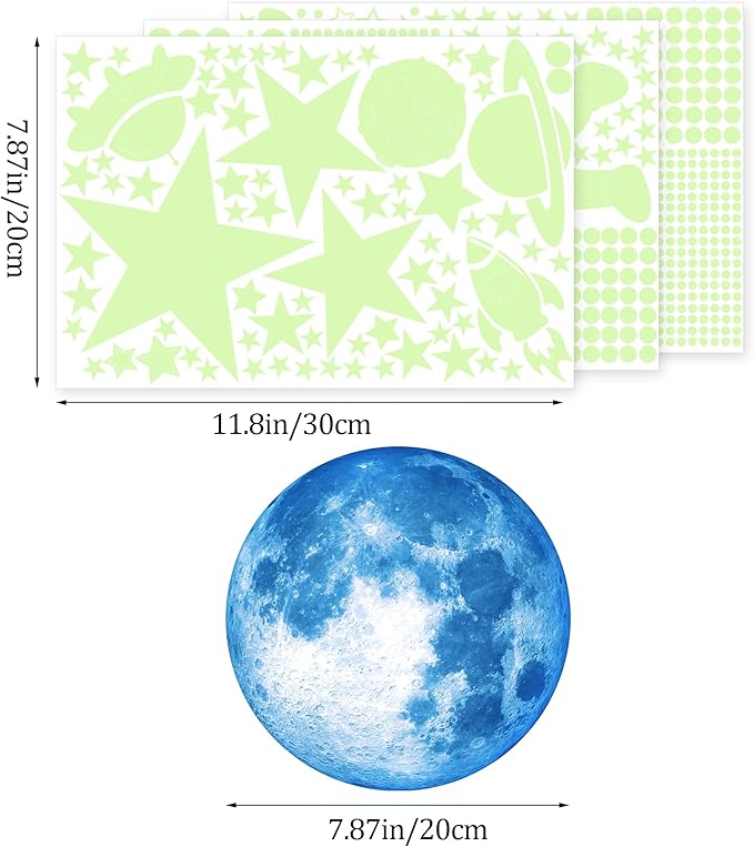 Glow in The Dark Stars for Ceiling Glow in The Dark Moon and Space Wall Decals Luminous Astronaut Universe Planet Galaxy Wall Stickers Outer Space Decal for Kids Boys Girls Bedroom Christmas Gift